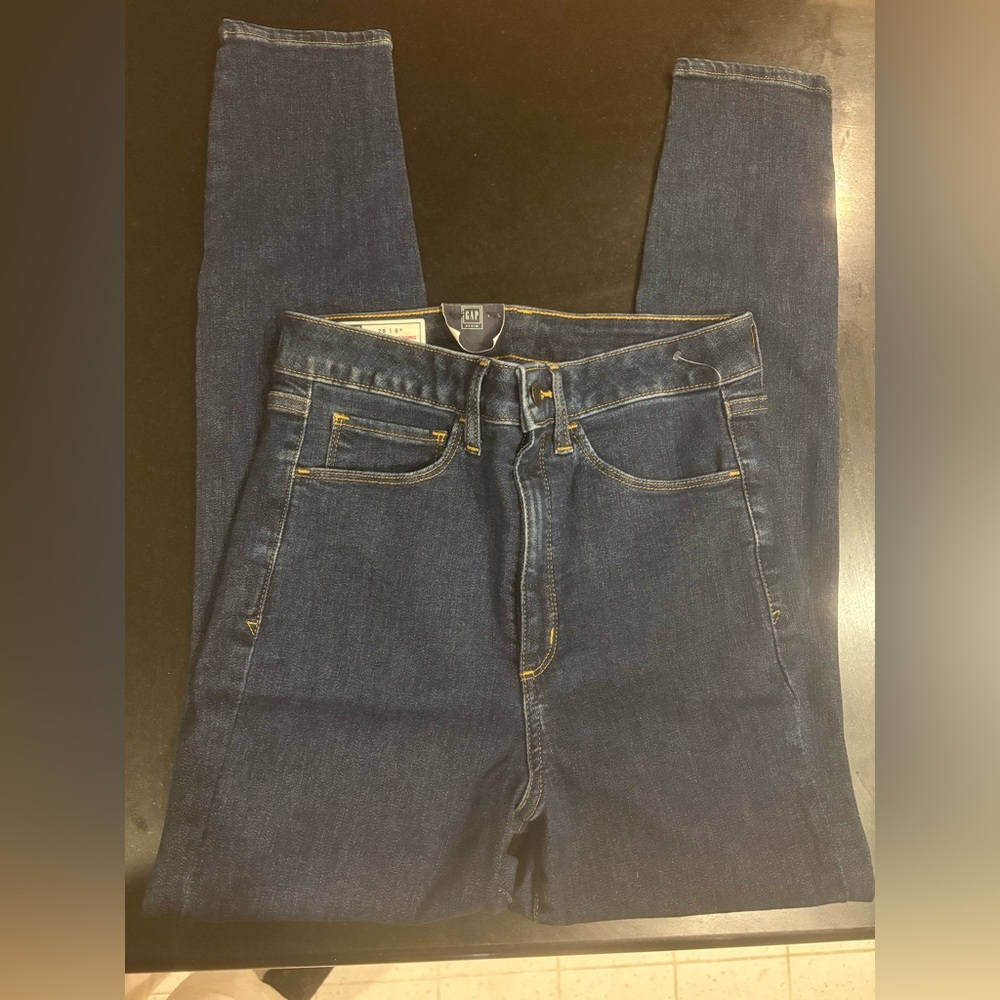 Gap Sky High Rise True Skinny Jeans in Dark Indigo. Size 28, 6 Regular. NWT. - Picture 5 of 7
